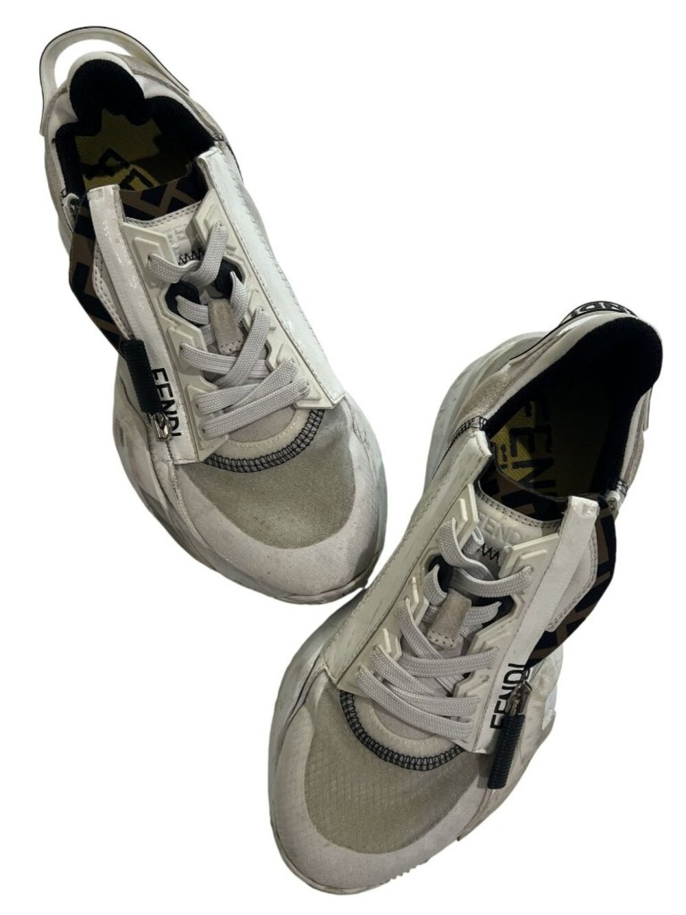 Fendi Flow Suede Sneakers in White - Picture 2 of 7